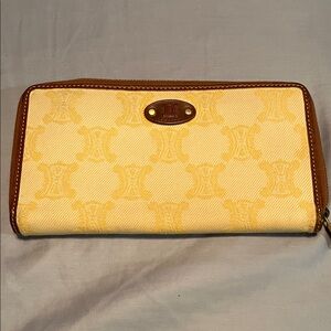 Celine Yellow and Brown Zip Wallet